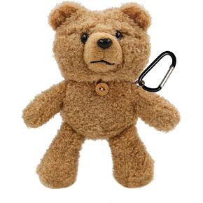 Plush Bear AirPods 4 Case,3D Cute Cartoon Fluffy Plush Doll Design AirPods Protective Cover with Keychain (Brown)