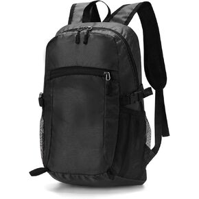 ALUSBELL Lightweight Hiking Backpack,Waterproof Small Hiking Daypack,Foldable Backpack for Travel,Ultralight Camping Backpack Black