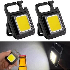 CLT COB LED Mini Keychain Flashlight – 3 Modes, Emergency Light with Magnetic Base, Bracket, and Bottle Opener for Hiking, Fishing, Camping, and Outdoor Adventures
