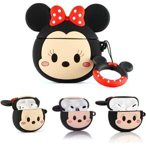 Silicone Case Cute Cover Compatible for Apple Airpods 1,2,3&Pro [Cartoon Avatar Series] (Airpods Pro, Minnie Face)