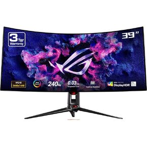 ASUS ROG Swift 39" Ultrawide 800R Curved OLED Gaming Monitor (PG39WCDM) - 21:9 (3440x1440), 240Hz, 0.03ms, G-SYNC Compatible, Custom Heatsink, Smart KVM, 90W USB-C, DisplayWidget, 3 yr Warranty