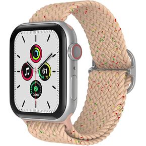 Braided Stretchy Solo Loop Strap Compatible with Apple Watch Band 38mm 40mm 41mm 42mm 44mm 45mm 46mm 49mm Women Men Adjustable Nylon Elastic Wristbands for iWatch Series 10 9 8 7 6 SE 5 4 3 2 1 Ultra