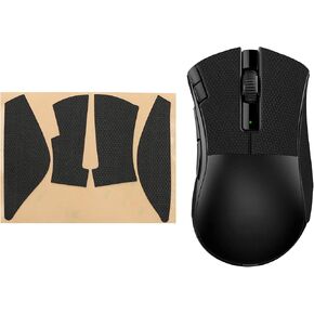 kwmobile Mouse Grip Tape Compatible with Razer DeathAdder V2 X Grip Tape - Non-Slip Faux Leather - Black