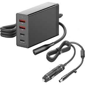 HKY Car Charger Multiple Ports GaN USB-C PD3.1(140W)+QC3.0 Fast Charging for Multiple Devices,USB Desktop/Vehicle/Car Charging Station Power Inverter Laptop Stream Deck Rog Ally Ipad Phone Car Charger