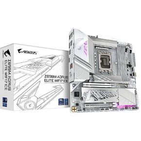 GIGABYTE Z890M AORUS Elite WIFI7 ICE Motherboard - Supports Intel Core Ultra (Series 2) CPUs, 12+1+2 Phases VRM, up to 8800MHz DDR5 (OC), 1xPCIe 5.0 + 2xPCIe 4.0, Wi-Fi 7, 2.5GbE LAN, Thunderbolt 4