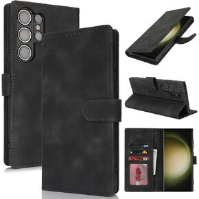 for Samxung Galaxy S23 Ultra Wallet Case,Kickstand, RFID Credit Card Holder for Men and Women - Skin-Friendly PU Leather Cover for Samxung Galaxy S23 Ultra 6.8"(Black)