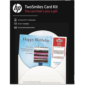 HP Two Smiles Card Kit, 5 x 7 Inches, White, 10 Sheets/10 Envelopes (HEWSF788A)