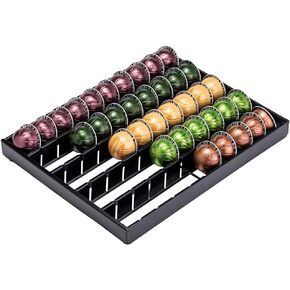 FlagShip Vertuo Pod Holder Drawer Insert for Counter,Nespresso Pod Storage Vertuo Pod Organizer Black Metal(50 Pods Capacity)