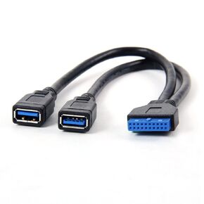 NFHK 2 Ports USB 3.0 Female to Motherboard 20pin Header Cable for Front Panel 20cm
