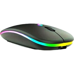 Dual Mode Wireless Mouse with RGB Backlighting, Silent Operation, Battery Powered.