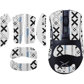 Mouse Grip Tape Full Coverage for Delux M900PRO,Self-Adhesive PreCut Sweat-Resistant Professional Mice Upgrade Kit - White