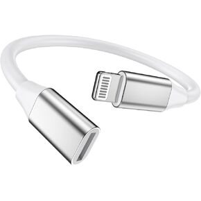Short Lightning Male to Lightning Female Charger Adapter, 4 inch [Apple MFi Certified] iPhone Extension Charging Adapter Cable Cord Connector Converter Compatible with iPhone 14 13 12 11 XS XR X 8 7 6
