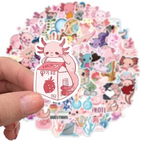 100pcs Axolotl Stickers for Notebook Guitar Skateboards Laptops Water Bottles Bikes Luggage Computer Phone Hard Hat Car Birthday Party Decal Decoration