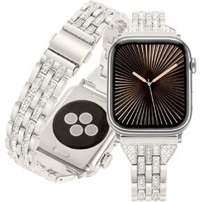 Handodo Luxury Bling Bling Band Band Women for Apple Watch Series 10 9 8 7 6 5 4 3 2 1 SE SE2 Ultra 2 ، حزام لطيف من الفولاذ المقاوم للصدأ لـ IWatch 49mm 46mm 45mm 44mm 42mm 41mm 40mm 38mm ، Bracelet Diamond