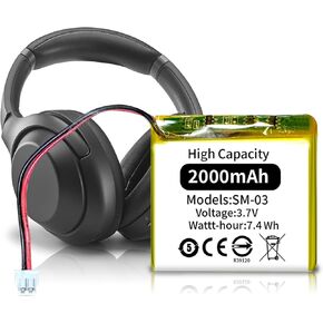 2000mAh Replacement Battery for Sony WH-1000xM3 WH-1000XM4 Battery - Fully Compatible with WH-XB900N WH-H910N WH-CH710N SM-03 SP 624038 Bluetooth Wireless Noise canceling Stereo Headset Battery