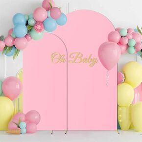 JCJ Arch Backdrop Cover 7.2FT 6FT, Black Wedding Round Top Chiara Arch Stand Cover Set of 2 Stretchy Backdrop with Zipper Spandex Fitted Arch Cover for Birthday Party Decoration