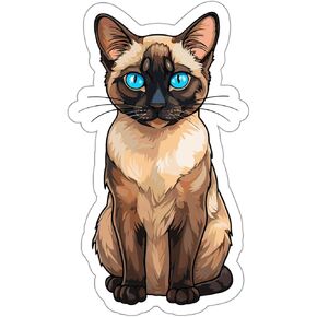 Siamese Cat Sticker, Decal Vinyl Small Waterproof for Bottle Mug Passport Scrapbook Laptop Tumbler Skateboard Phone - ID44990