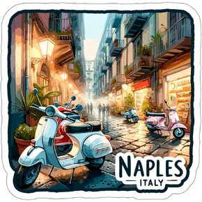 Naples Italy Sticker Travel Outdoors Decal Vinyl Small Waterproof for Water Bottle Mug Passport Book Scrapbook Notebook Laptop Tumbler Skateboard Computer Phone, Size 4″×4″ Funny Gift