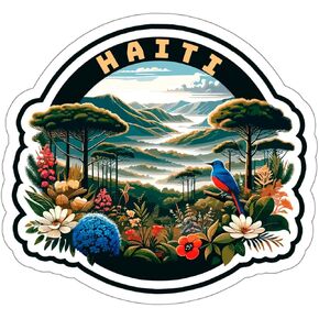 Haiti Sticker Travel Outdoors Decal Vinyl Small Waterproof for Water Bottle Mug Passport Scrapbook Notebook Laptop Tumbler Skateboard Computer Phone, Size 4″×4″