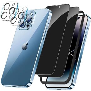 Intermerge 2 Pack Privacy Screen Protector for iPhone 15 Pro Max 6.7 inch with 2 Pack Tempered Glass Camera Lens Protector, Ultra HD, Friendly Scratch Resistant, Easy to Install