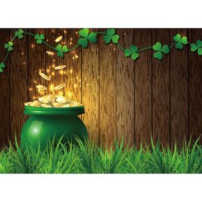 Qian 5x3ft St.Patrick's Day Photography Background Lucky Irish Shamrock Wooden Texture Photo Backdrop for Newborn Baby Kids Portraits Photo Studio Supplies