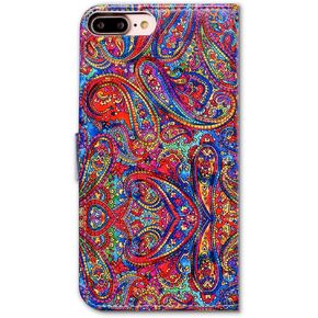 Case for iPhone 8 Plus/iPhone 7 Plus, Bright Paisley Pattern Wallet Flip Leather Cover Case with Credit Card Slot ID Card Holder Kickstand for iPhone 7 Plus/iPhone 8 Plus