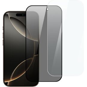 2 Pack Screen Protector for iPhone 16, Privacy Screen Protector and Glass Screen Protector designed for iPhone 16, High Scratch Resistance, Oil-Resistant, Reinforced Edges, Easy Install