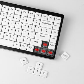 Chocfox Low Profile Custom Keycaps, 75% Full Size for 60% 65% 75% 80% 100% Mechanical Keyboards (Inked White-134 Keys)