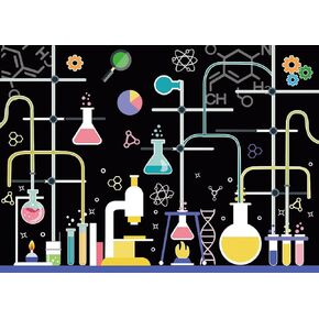 LYCGS 7X5ft Chemical Science Backdrop Chemical Experiments Science Birthday Party Backdrop Kids Chemistry Lab Mad Scientist Equipment Science Research Banner X-266