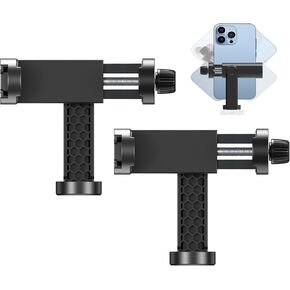 AM-A 【2PACK】 محول حامل الهاتف الخليوي ثلاثي الأبعاد ، 1/4 "المسمار القياسي متوافق مع iPhone و Samsung و Galaxy Pixel و Clamp قابل للتعديل ، 360 درجة يدور العمودي والأفقي (أسود ، 2pack