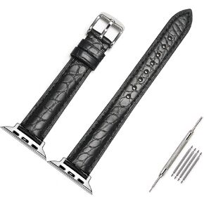 Moran Alligator Leather Bands Compatible with Apple Watch Band 49mm 45mm 44mm 42mm 41mm 40mm 38mm Replacement Genuine Crocodile Skin strap for iWatch Ultra Series 8 7 6 5 4 3 2 1 SE in Kuwait