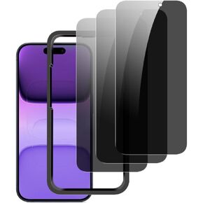 3 Pack Privacy Screen Protector for iPhone 16 Pro 6.3 inch Anti Spy Tempered Glass Film Accessories Easy Installation Case Friendly