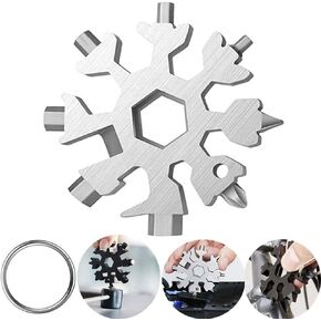 18-in-1 Snowflake Multitool, Stainless Steel Snowflake tool Bottle Opener, Snowflake Multi Tool Cool Gadgets Stocking Stuffers for Men, Christmas Gifts for Men, Dads, Husbands.(Silver)