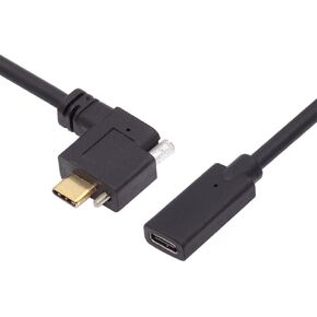 NFHK USB-C USB 3.1 Type C Right Angled Male to Female Extension Data Screw Locking Cable for for Realsense Camera VR Quest Link