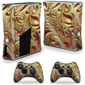 MightySkins Glossy Glitter Skin for Xbox 360 S Console - Mosaic Gold | Protective, Durable High-Gloss Glitter Finish | Easy to Apply, Remove, and Change Styles | Made in The USA