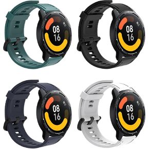 Bands Compatible for Xiaomi Watch S1/S1 Active/Xiaomi Mi Watch Smartwatch Strap for Women Men, 4 Pack Soft Silicone Strap Replacement Wristbands Compatible with Xiaomi Watch S2/S1/S1 Pro