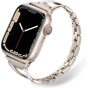 TRUMiRR Band for Apple Watch Series 10 42mm 46mm / 9 8 7 41mm 45mm Women, Stainless Steel & Diamond Watchband Feminine Jewelry Strap for iWatch Apple Watch Ultra SE Series 6 5 4 40mm 44mm