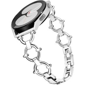 Gficu Galaxy Watch 5 & 4 band 20mm OShape Band for Samsung Galaxy Watch 4 Band 40mm 44mm, Women Cute Slim Dressy Luxury Metal Band for Watch 5 40mm 44mmWatch 5 ProWatch 4 Classic 42mm 46mmWatch