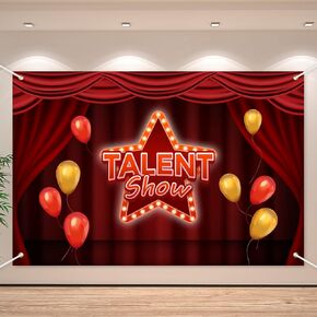 Talent Show Backdrop Banner Theater Stage Red Curtain Theme Background Decor for Kids Boys Girls Performance Magic Shows Talent Party Birthday Party Favors Decorations Supplies 70.8x47.2in-BECKTEN