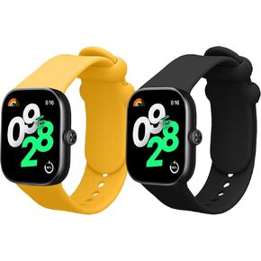 kwmobile Straps Compatible with Xiaomi Redmi Watch 4 Straps - 2X Replacement Silicone Watch Bands - Black/Dark Blue