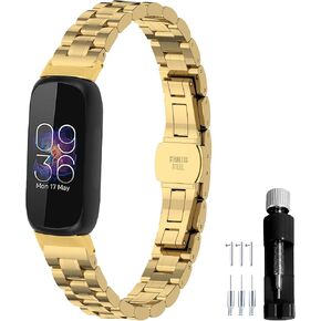 Metal Watch Band 316L Stainless Steel Compatible with Fitbit inspire 3 Smartwatch Wristband Replacement Strap for Women Men