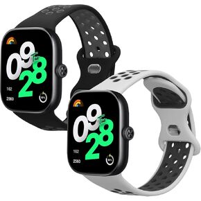 أشرطة Kwmobile متوافقة مع Xiaomi Redmi Watch 4 أحزمة - 2x استبدال نطاقات الساعات - أسود/أزرق داكن