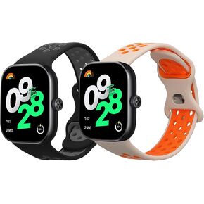 kwmobile Straps Compatible with Xiaomi Redmi Watch 4 Straps - 2X Replacement Silicone Watch Bands - Black/Dark Blue in Kuwait