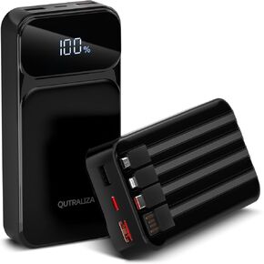 Portable Charger 20000mAh,22.5W Fast Charging Power Bank,Built in 4 Cables,6 Output 2 Input Cell Phone Battery Pack for iPhone Samsung Moto Pixe TCL iPad(1 Pack)