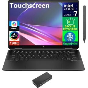 HP Spectre x360 AI Powered 2-in-1 Laptop 14.0" Touchscreen OLED 2.8K Display (Intel Ultra 7-155H, 32GB LPDDR5X, 4TB PCIe SSD, Active Pen, Backlit KB, Fingerprint, Win 11 Home) w/USB-C Dock