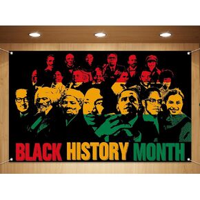 Sunwer Black History Month Backdrop for Photography Afro African American Decoration Art Posters School Classroom Bulletin Board Hanging Banner