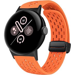 Magnetic Anti Sweat Sport Band Compatible for Google Pixel Watch 3 41mm/Google Pixel Watch 2/Google Pixel Watch, Waterproof Breathable Soft Silicone Bands for Women Men