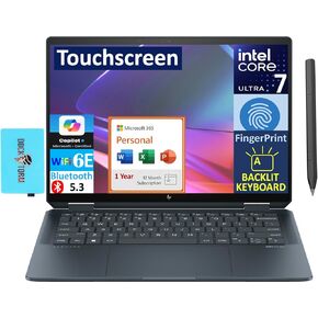 HP Spectre x360 AI Powered 2-in-1 Laptop 14.0" Touchscreen OLED 2.8K Display (Intel Ultra 7-155H, 32GB LPDDR5X, 4TB PCIe SSD, Active Pen, Win 11 Pro) w/MS 365 Personal, DKZ USB Port Expander