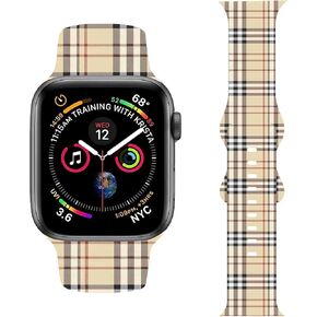 Chic Plaid Grain Bands Compatible with Apple Watch 38mm 40 mm 41mm M/L,Character Stylish Art Fresh Soft Silicone Wristband Strap for iWatch SE & Series 10/9/8/7/ 6/5/4/3/2/1 (Item 10)