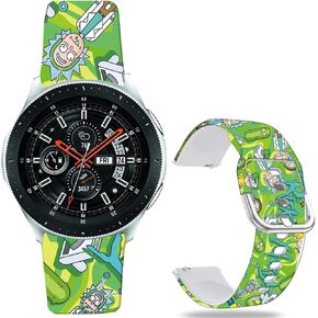 Rick and Morty Bands Compatible with Samsung Galaxy Watch 6/Watch 5/Watch 4/Watch 42mm/Watch 3 41mm/Active 2 44mm/Active 40mm/Gear Sport/S2 Classic/TicWatch 2 Fancy 20mm Cartoon Strap